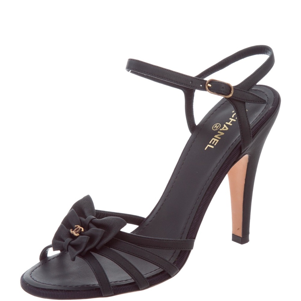 Chanel Black Strappy Sandals